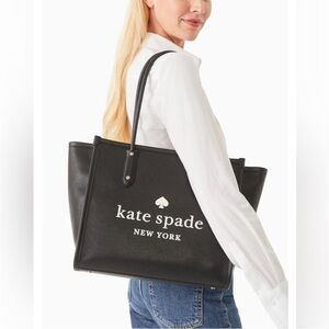 kate spade Ella signature logo pebbled leather large‎ Elegant Black Tote bag